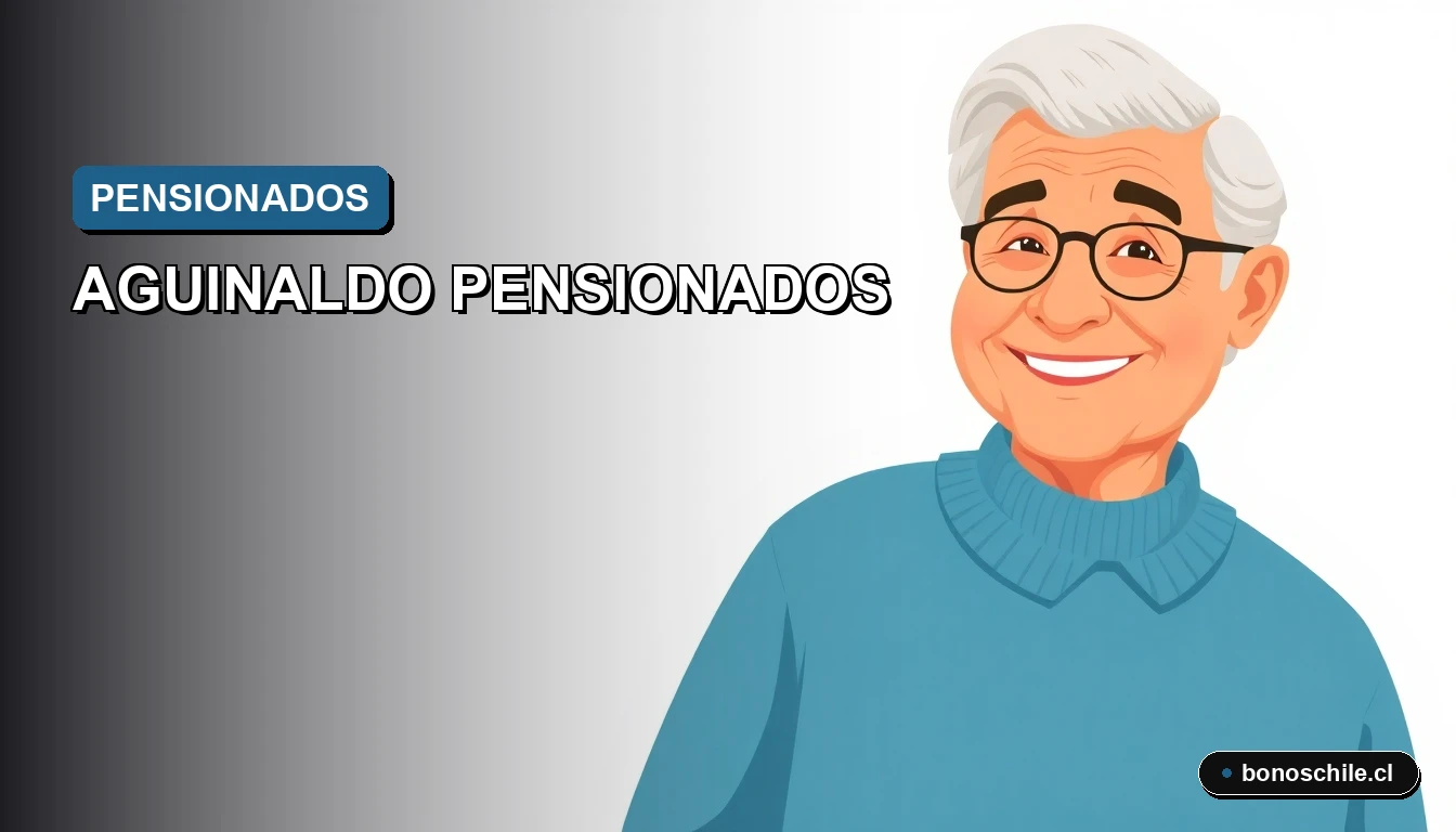 Ilustración vectorial premium sobre el pago del aguinaldo para pensionados en Chile 2026, con enfoque en información oficial y beneficios estatales.
