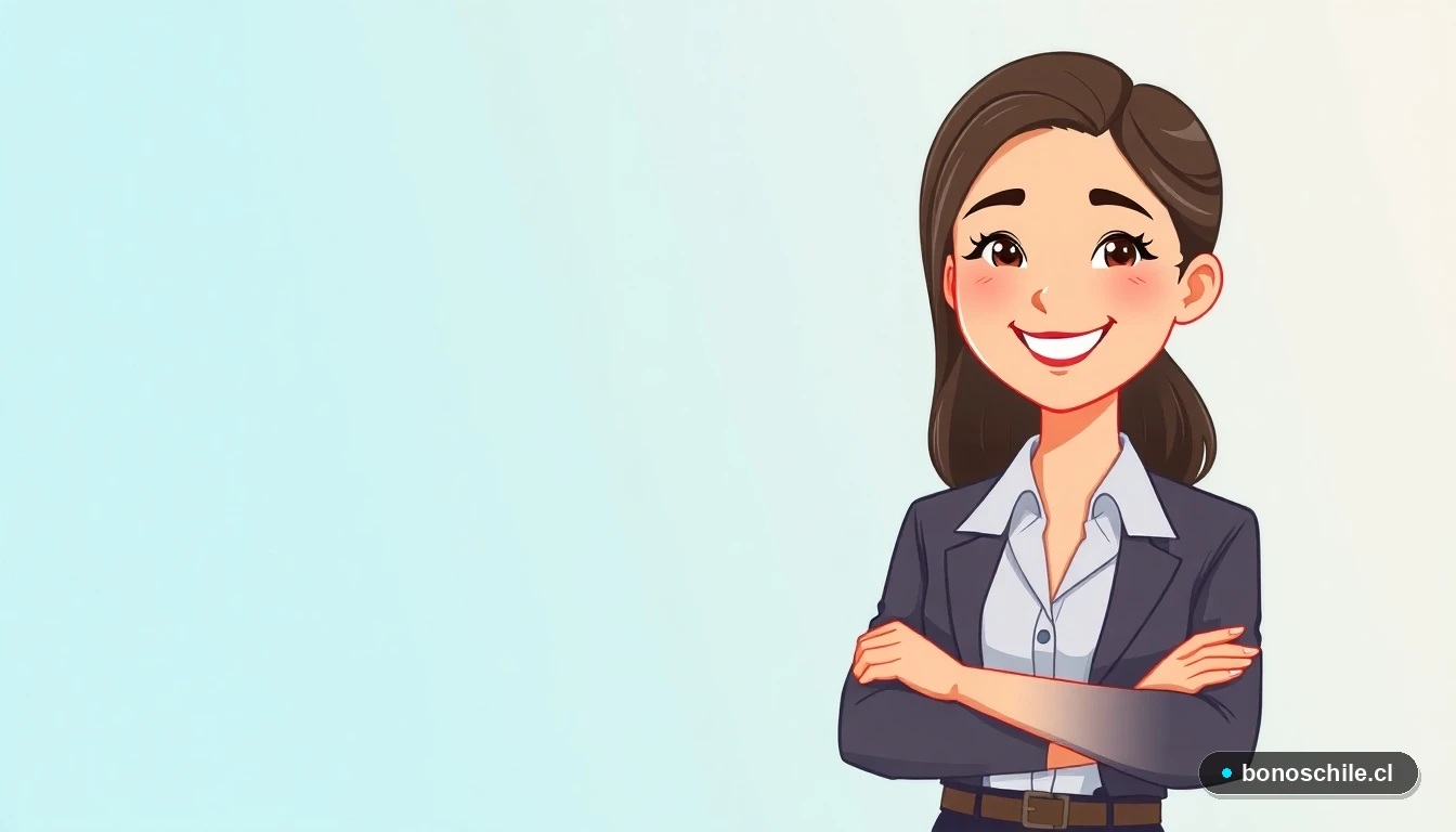 Ilustración de mujer joven revisando información sobre subsidios en Chile