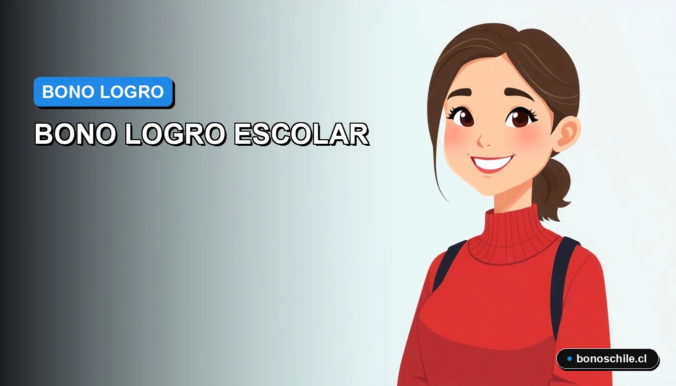 Ilustración vectorial plana premium sobre el Bono Logro Escolar 2026 en Chile, con montos y ejemplos.