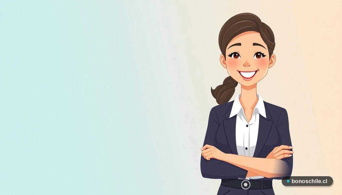 Ilustración de mujer chilena beneficiaria consultando información sobre el pago del Bono Chile Apoya.