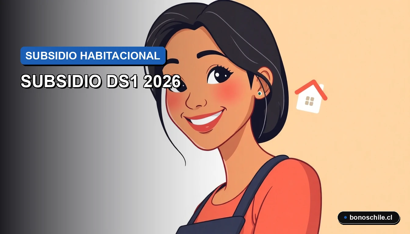 Ilustración vectorial plana premium sobre el subsidio habitacional DS1, mostrando montos y requisitos para el ahorro en Chile.