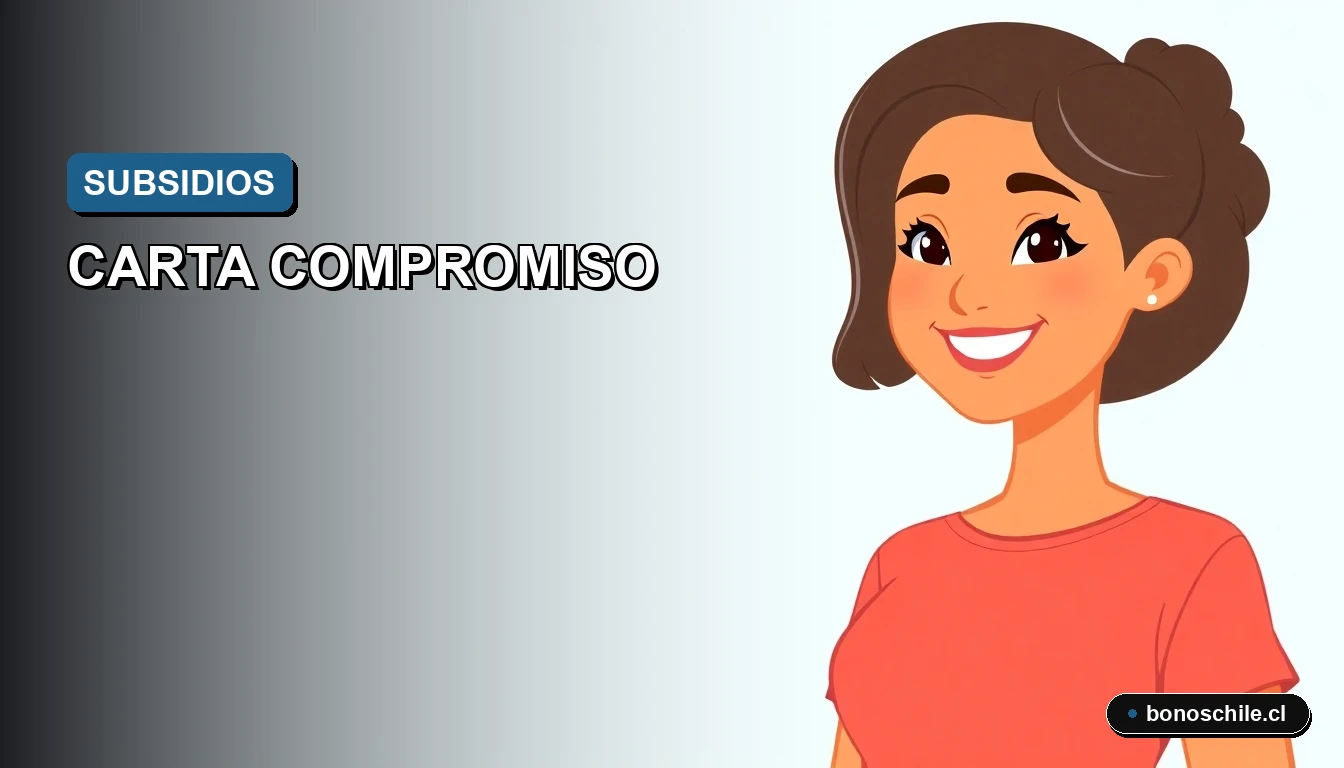Ilustración vectorial plana de una mujer joven sonriente, representando a una beneficiaria de subsidio de arriendo en Chile, con fondo degradado.