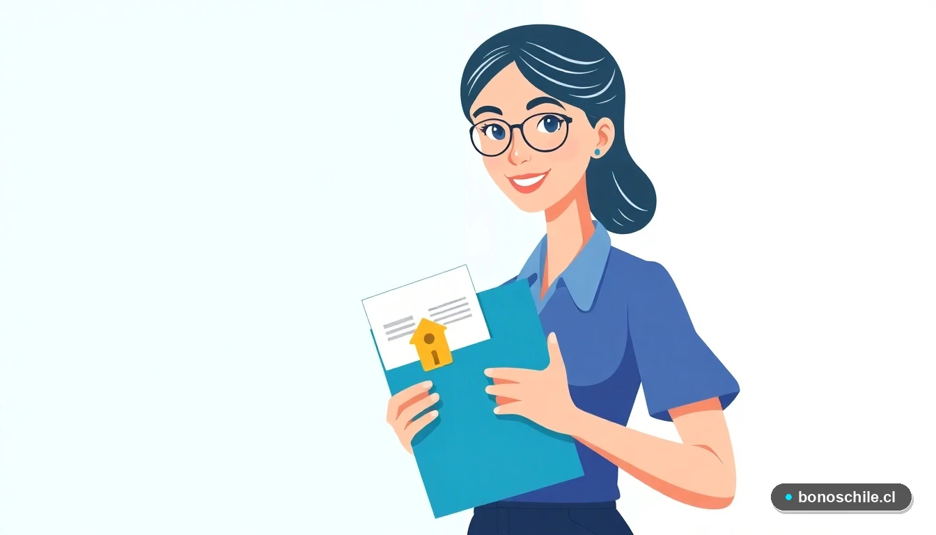 Ilustración vectorial de una mujer joven sosteniendo documento para subsidio habitacional