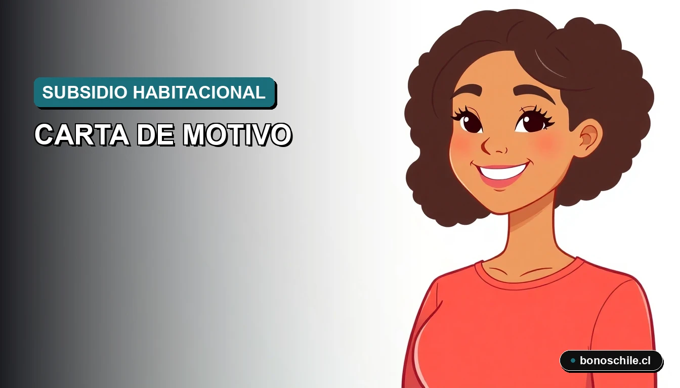 Ilustración vectorial plana de una mujer joven sonriente con expresión esperanzada, sobre un fondo con gradiente suave. Representa la guía para redactar una carta de motivo para un subsidio de vivienda en Chile.