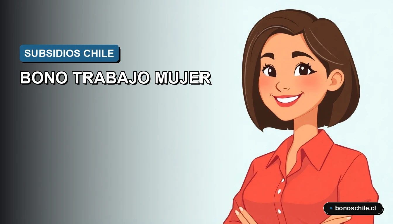 Ilustración vectorial plana y moderna sobre el Bono Trabajo Mujer 2026 en Chile, con enfoque en beneficios estatales para mujeres trabajadoras.