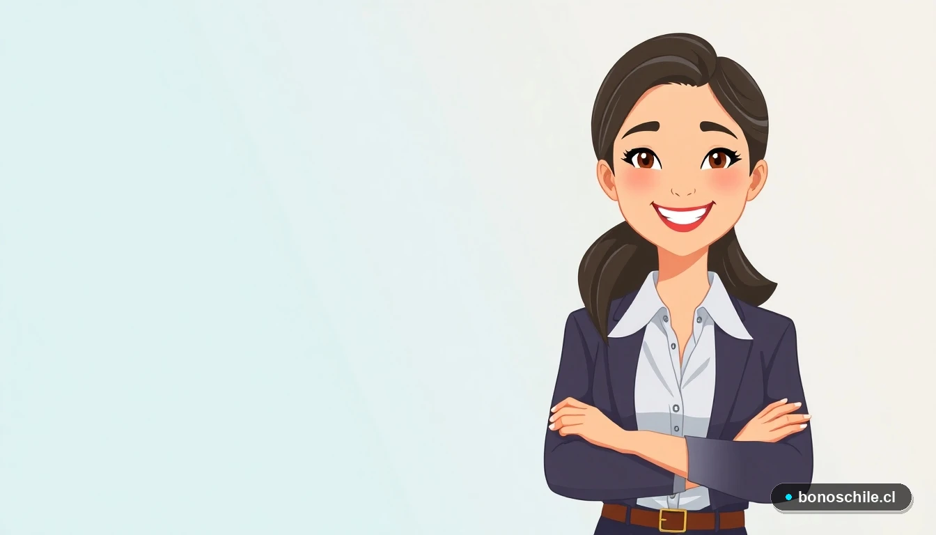 Ilustración de mujer chilena beneficiaria del Bono Trabajo Mujer, sonriendo con esperanza.