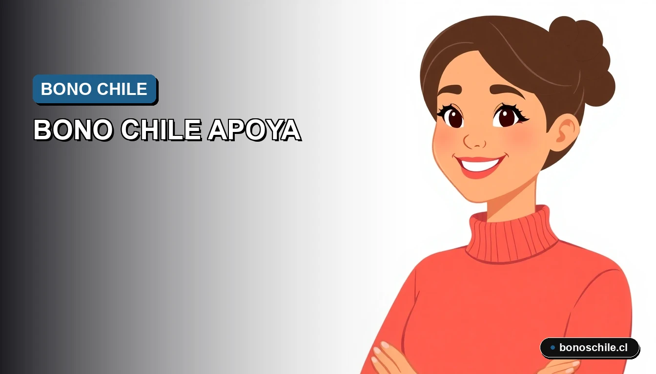 Ilustración vectorial plana premium sobre los requisitos y montos del Bono Chile Apoya 2026, con un fondo de gradiente suave.