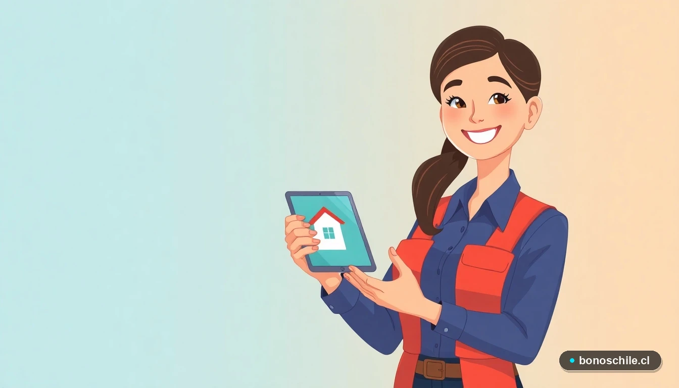 Mujer joven revisando postulación al subsidio de arriendo en tablet digital